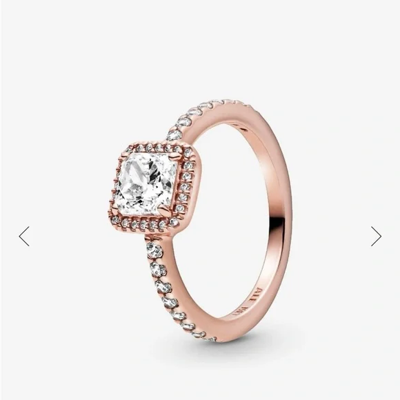Pandora square halo ring rose gold plating size 5 - Picture 1 of 7